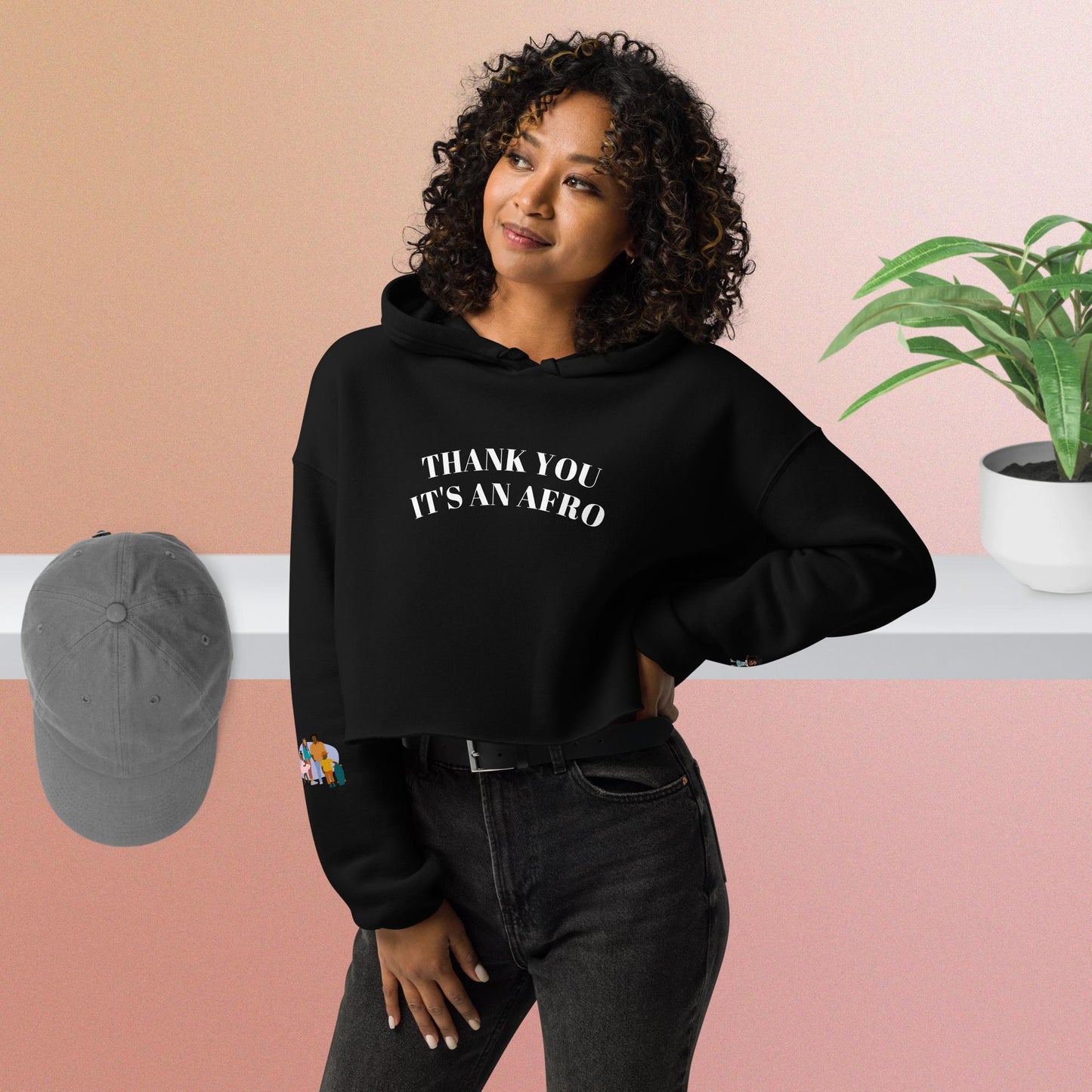 "Thank You, It's An Afro"Crop Hoodie