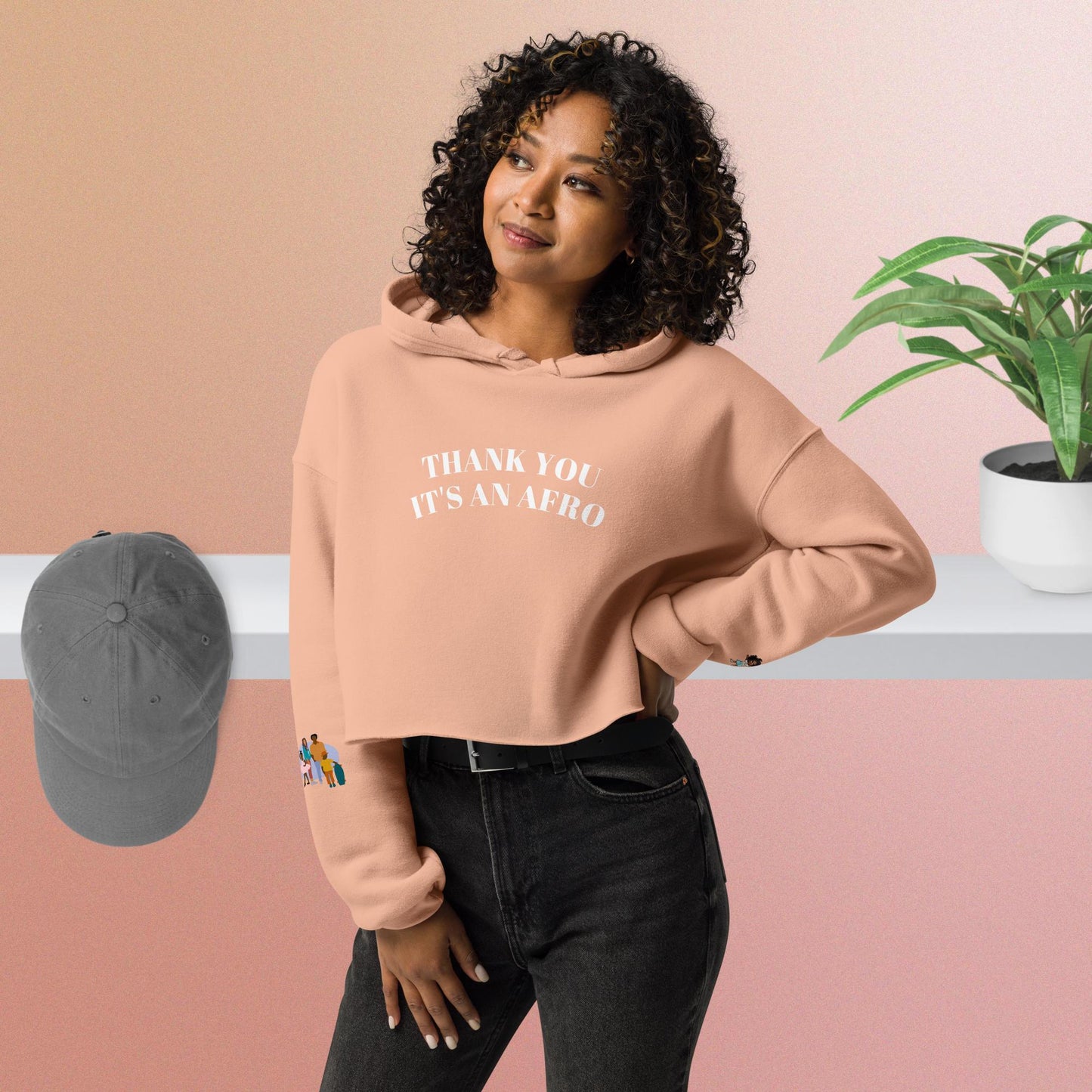 "Thank You, It's An Afro"Crop Hoodie